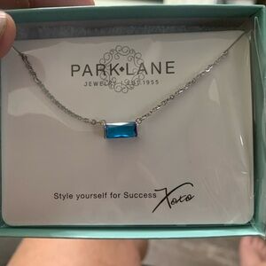 Park Lane Silver Necklace with Blue Gem
